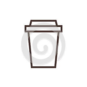 Disposable coffee cup outline icon, flat design style. Takeaway paper coffee cup vector line symbol