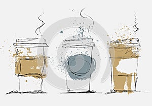 Disposable Coffee Cup, vector art sketched illustration