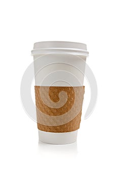 Disposable coffee cup on a white background