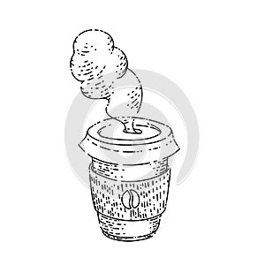 disposable coffee to go sketch hand drawn vector photo