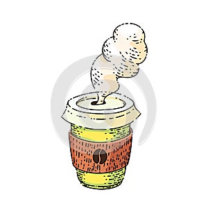 disposable coffee to go sketch hand drawn vector photo