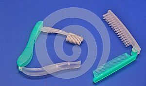 A disposable comb and brush.