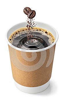disposable cup with coffee