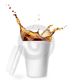 Disposable cup with coffee splash