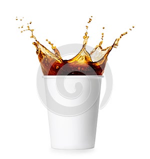 Disposable cup with coffee splash