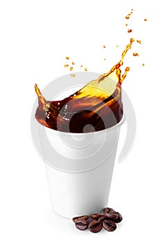 Disposable cup with coffee splash