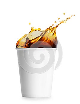 Disposable cup with coffee splash