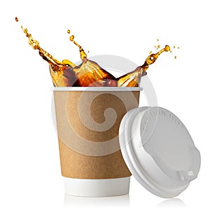 Disposable cup with coffee splash