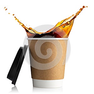 Disposable cup with coffee splash