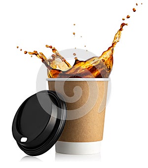 Disposable cup with coffee splash