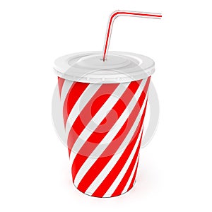 Disposable cup with straw photo