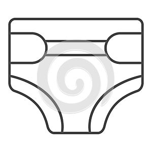 Disposable diaper thin line icon. Child`s nappy vector illustration isolated on white. Baby diaper outline style design