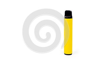 A disposable electronic cigarette in a yellow body, photographed against a white background