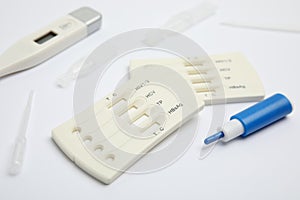 Disposable express test kit for hepatitis on white background