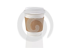 Disposable Hot Coffee, Beverage Cup With Recycled Sleeve Jacket