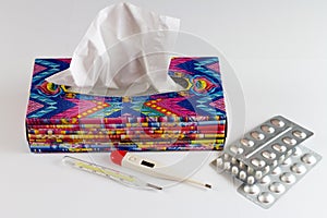 Disposable hygienics wipes in a colored box