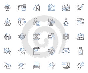 Disposable income line icons collection. Discretionary, My, Salary, Paycheck, Earnings, Cash, Savings vector and linear