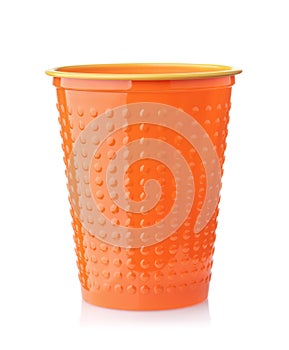 Disposable orange plastic cup