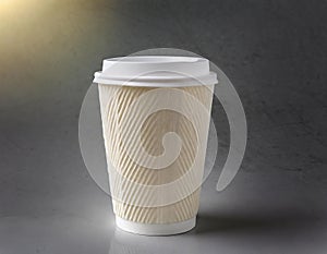 Disposable paper coffee cup. AI-generated image