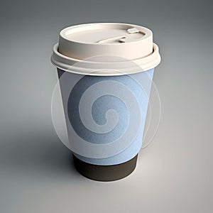 Disposable paper with lid Cup for hot coffee or tea. Ilustration. Generative AI