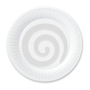 Disposable Paper Plate. Isolated on White.