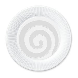 Disposable Paper Plate. Isolated on White. photo