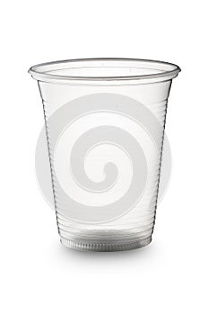 Disposable plastic cup isolated on white background