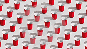 Disposable plastic cups pattern background