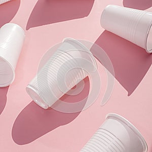 Disposable plastic white empty cups