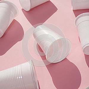 Disposable plastic white empty cups