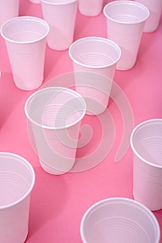 Disposable plastic white empty cups