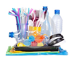 Disposable single use plastic objects  that cause pollution of the environment