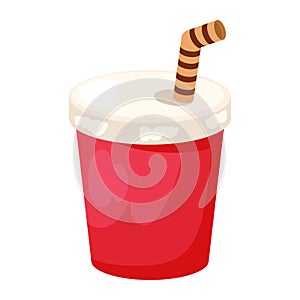 disposable soda cup with straw icon