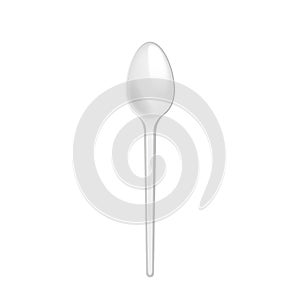 Disposable spoon. Realistic plastic kitchen utensil for serving. Flatware mockup for picnic lunch