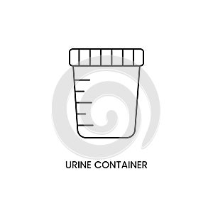 Disposable sterile plastic container for urine for analysis, container for taking biomaterial for research, icon line