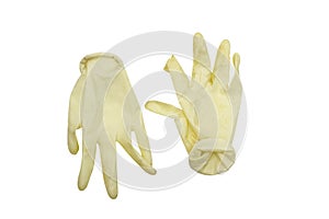Disposable surgical gloves isolated, with clipping path