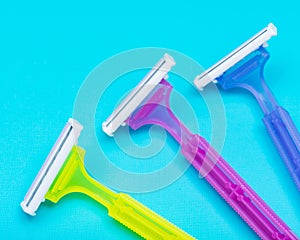 Disposable Women Razors  on blue