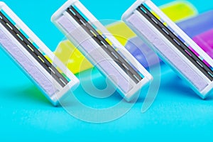 Disposable Women Razors  on blue