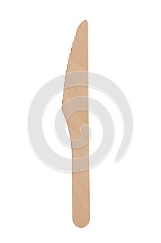 Disposable Wooden knife made of Bamboo isolated on white background