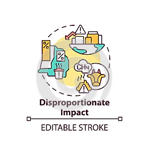 Disproportionate impact concept icon