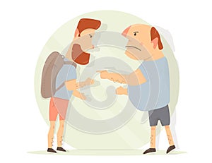 Dispute between two men. Male aggression.