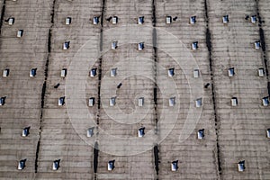 Disribution warehouse roof from above. Photo captured with drone