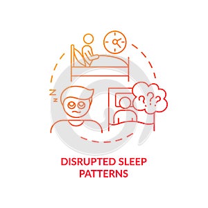 Disrupted sleep patterns red gradient concept icon