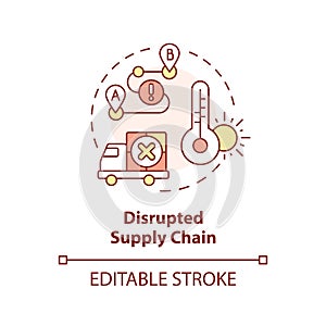 Disrupted supply change icon heatflation concept