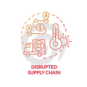 Disrupted supply change icon heatflation concept