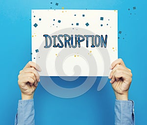 Disruption text on a white poster