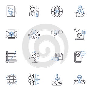 Disruptive innovation line icons collection. Transformation, Game-changing, Radically, Innovative, New, Forward-thinking photo