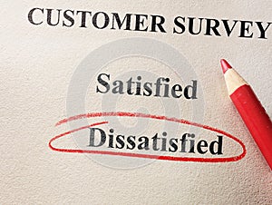 Dissatisfied customer survey