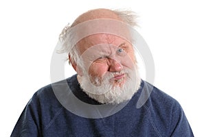 Dissatisfied displeased old man isolated portrait
