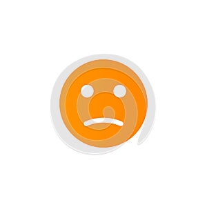 Dissatisfied emoji anthropomorphic face. Orange smile isolated on a white background.